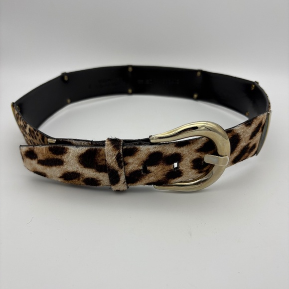 Per Se Genuine Leather Belt w/ Animal Print Fur and Gold Tone Hardware; Size S - Picture 1 of 10